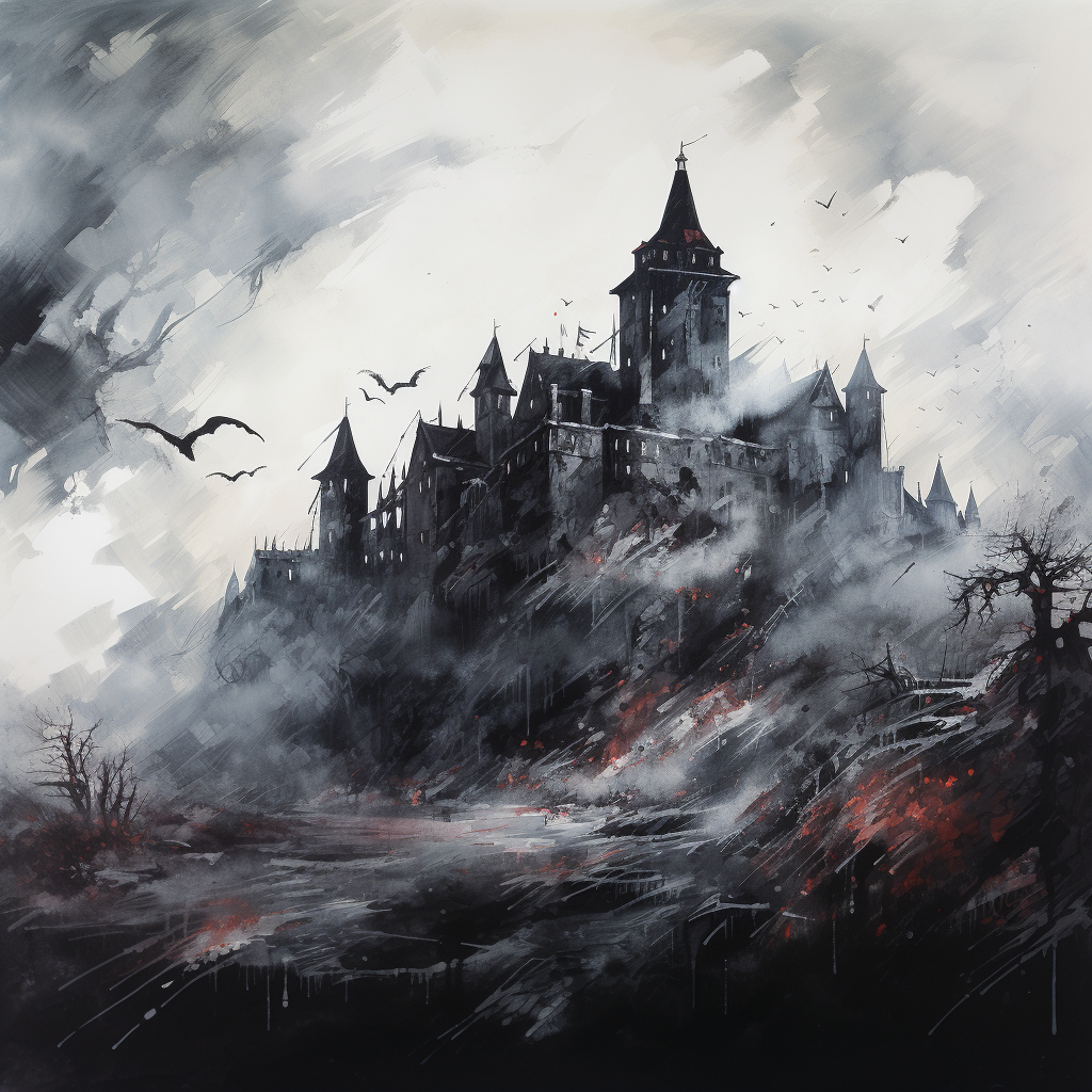 Dracula's Castle Watercolour Art