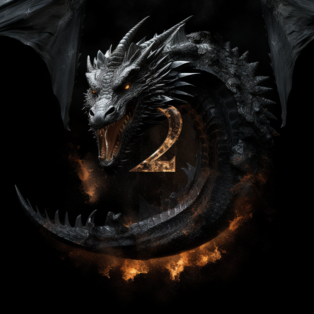 Dragon-shaped 2024 with black background