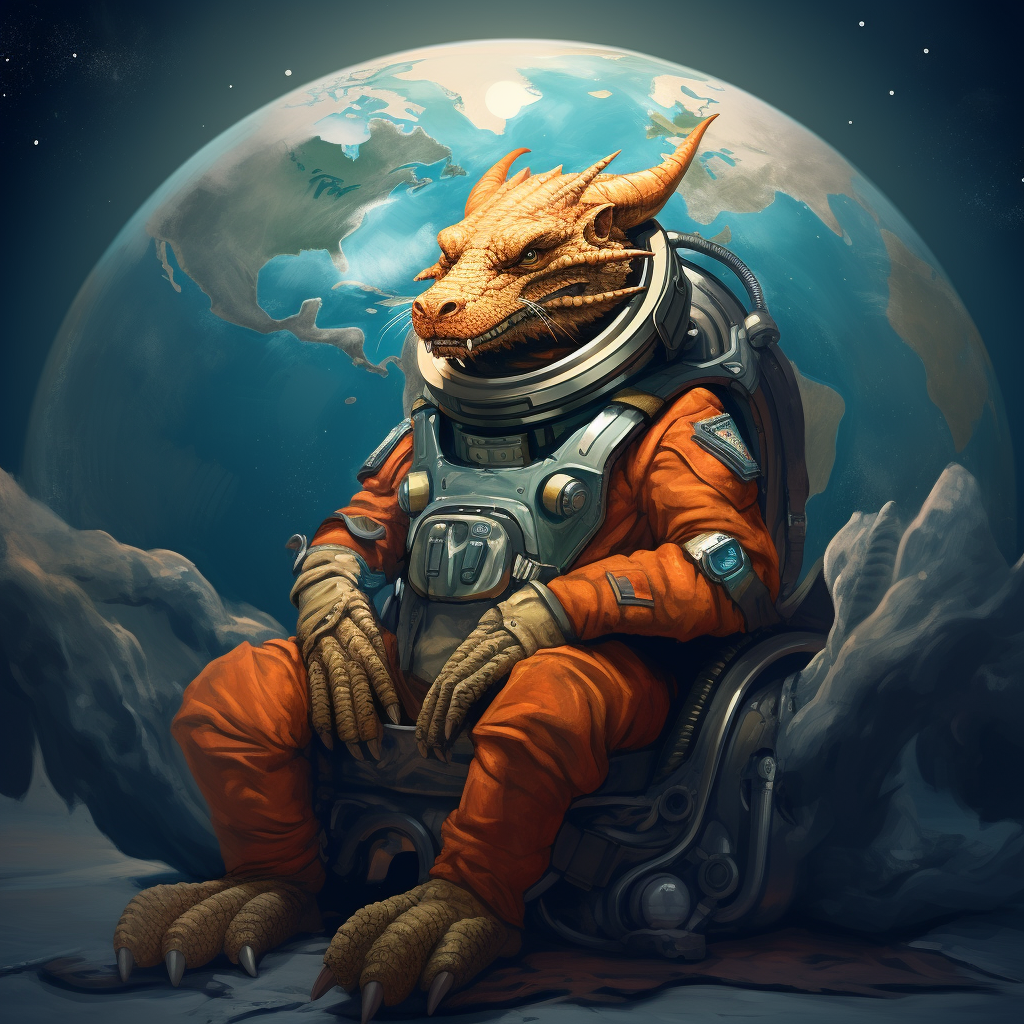 Dragon astronaut exploring the cosmos