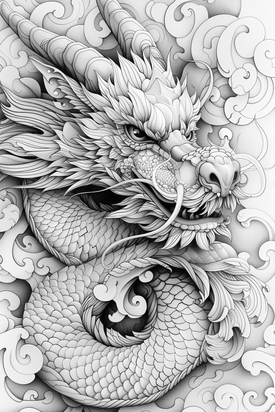 Dragon Coloring Page for Adults