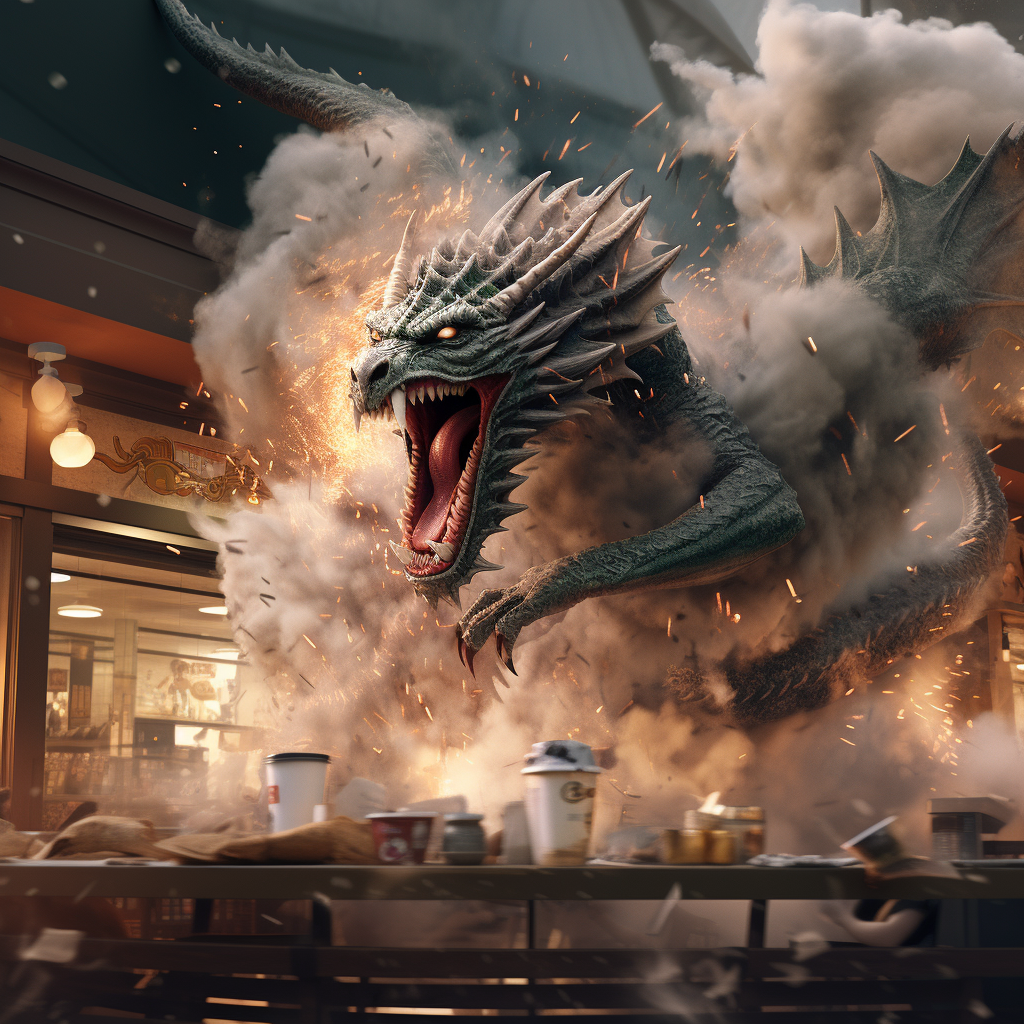 Massive dragon wreaking havoc on Starbucks