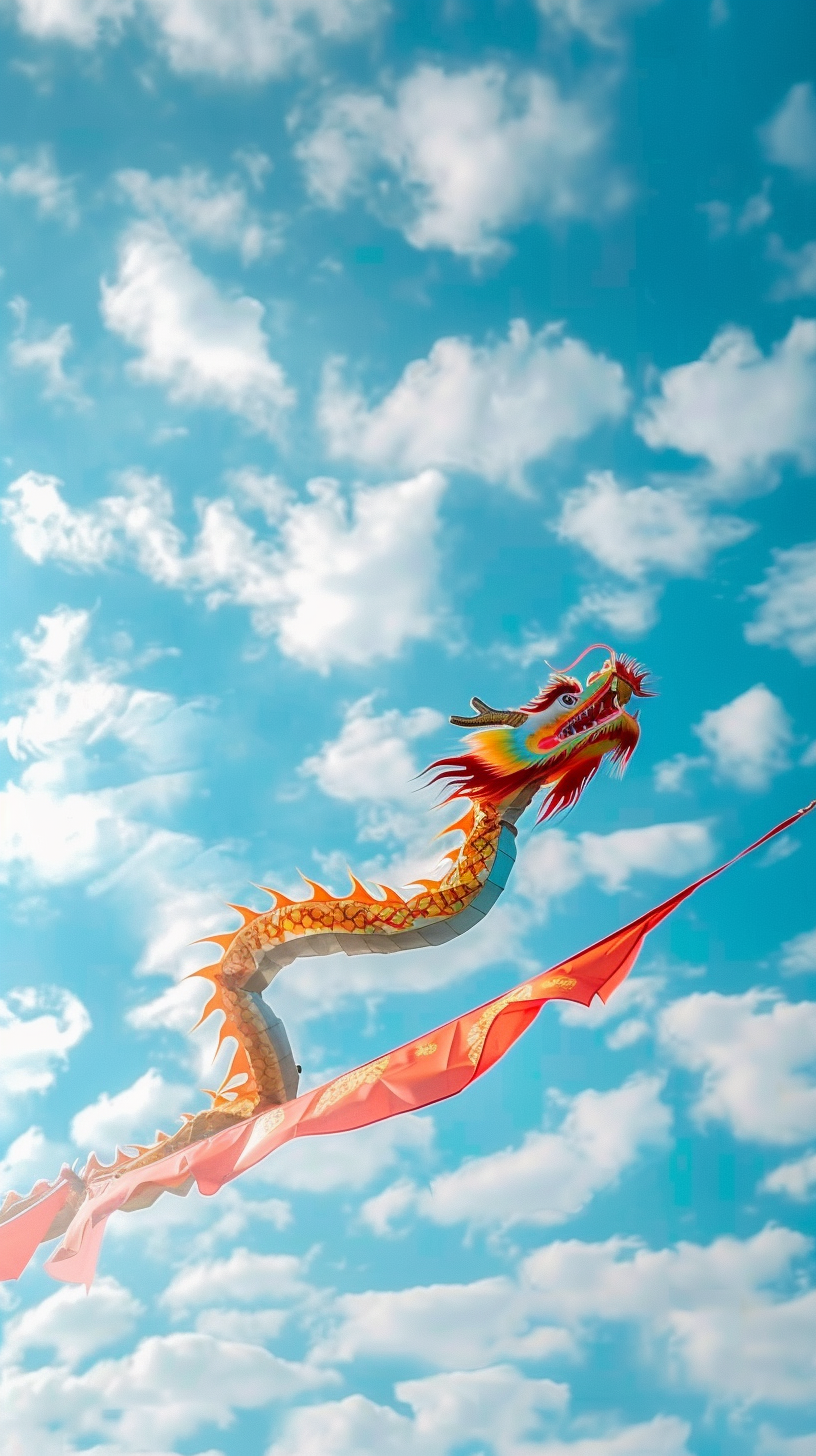 Dragon flying in the sky Lunar New Year