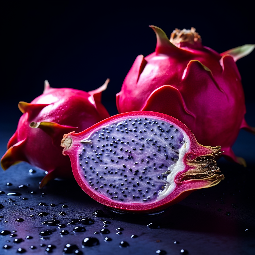 Dragon Fruit and Blueberries, Colorful and Fresh