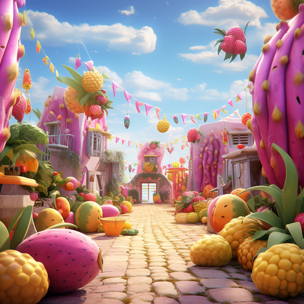 Dragon fruit carnival with vibrant colors