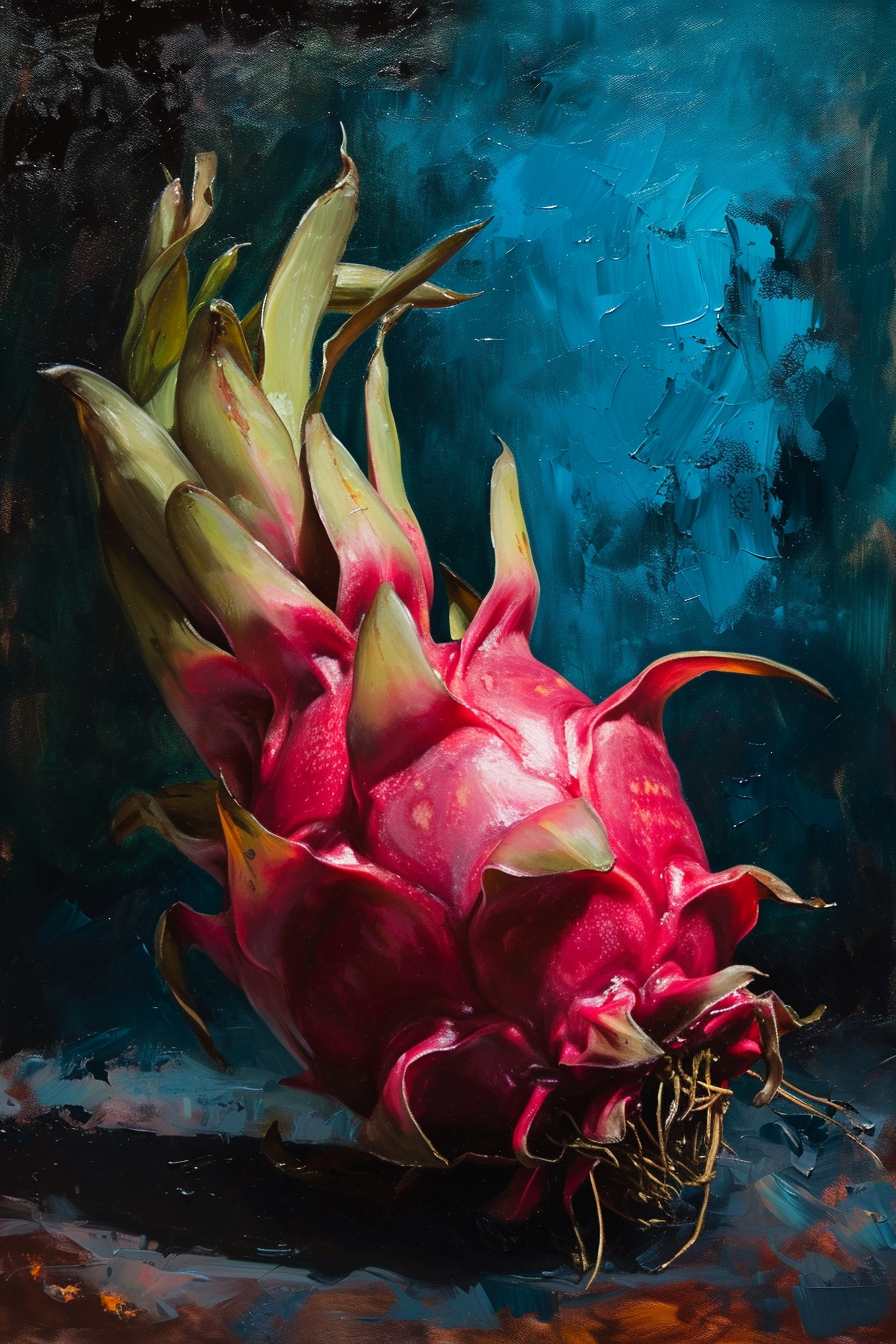 Beautiful dragon fruit oil painting