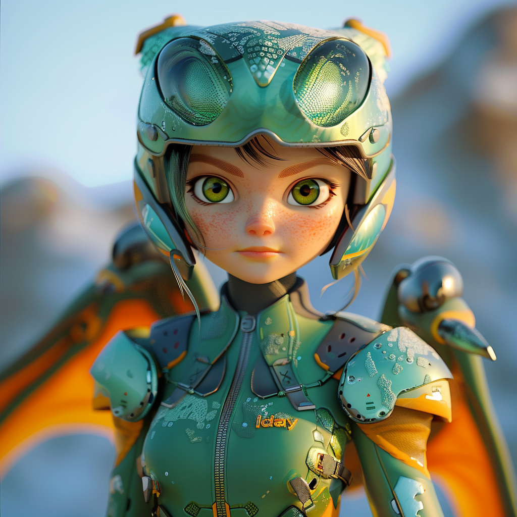 3D character dragon girl superhero