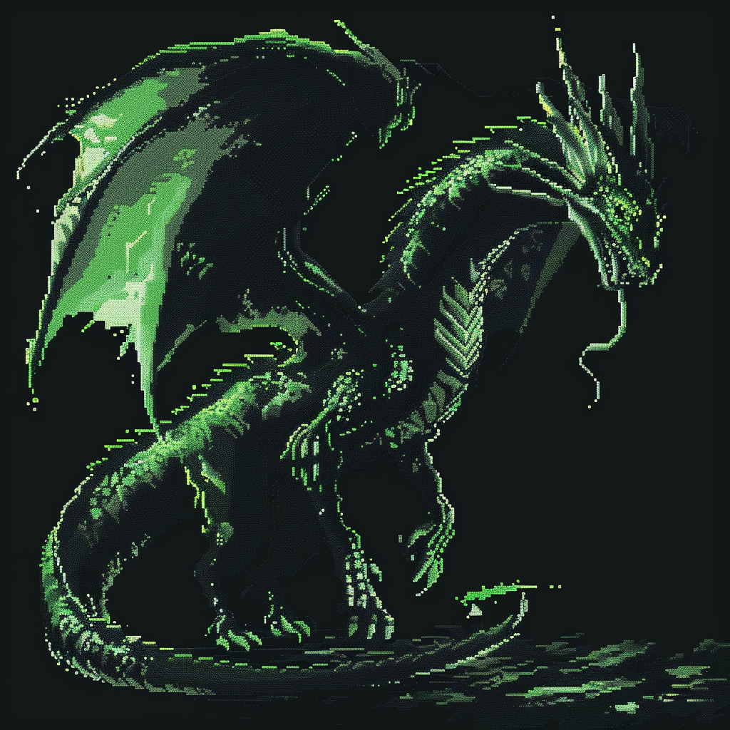 Dragon in Two Tone Pixel Graphics