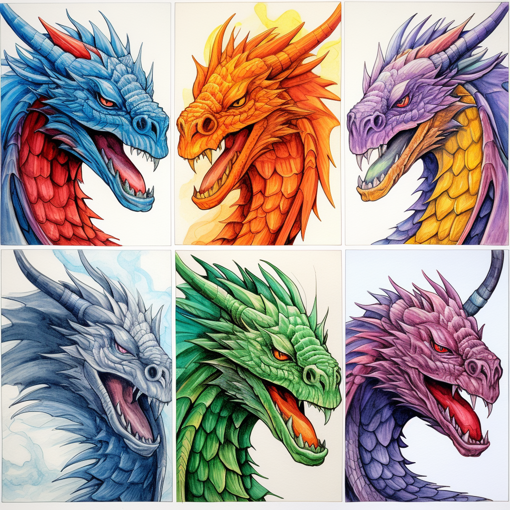 Dragon Picture Set Pencil Drawing