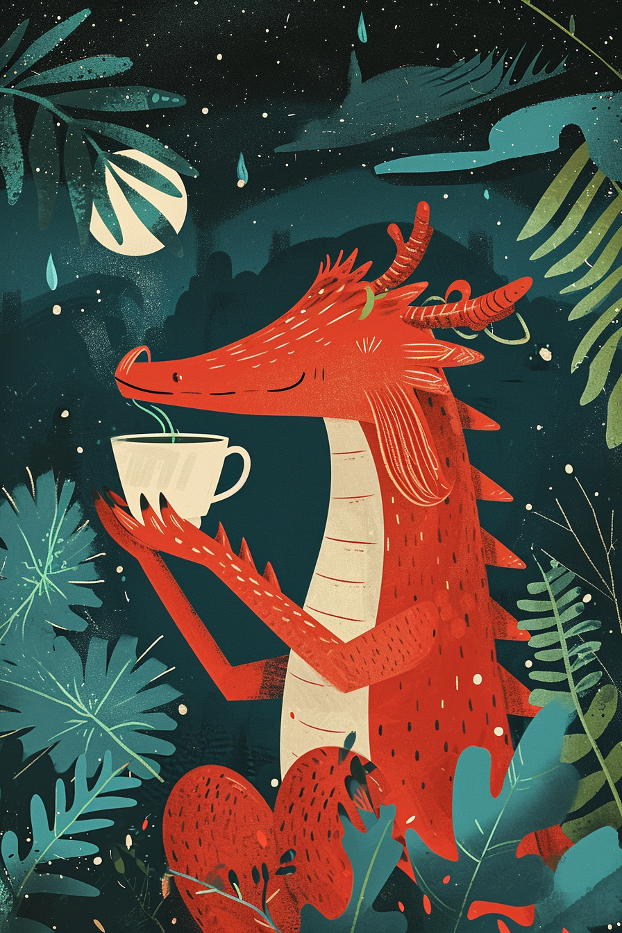 Red Dragon Poster Holding Coffee Cup