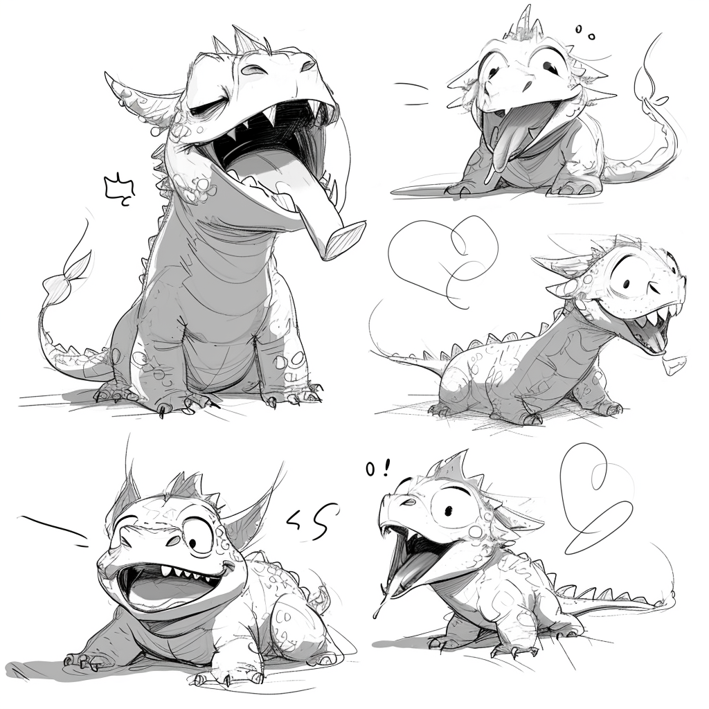 Dragon in six expressive poses