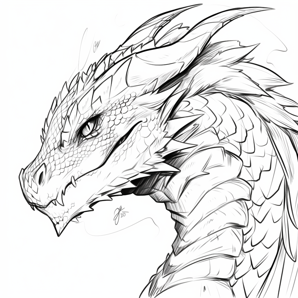 Dragon Sketch Line Art Animal