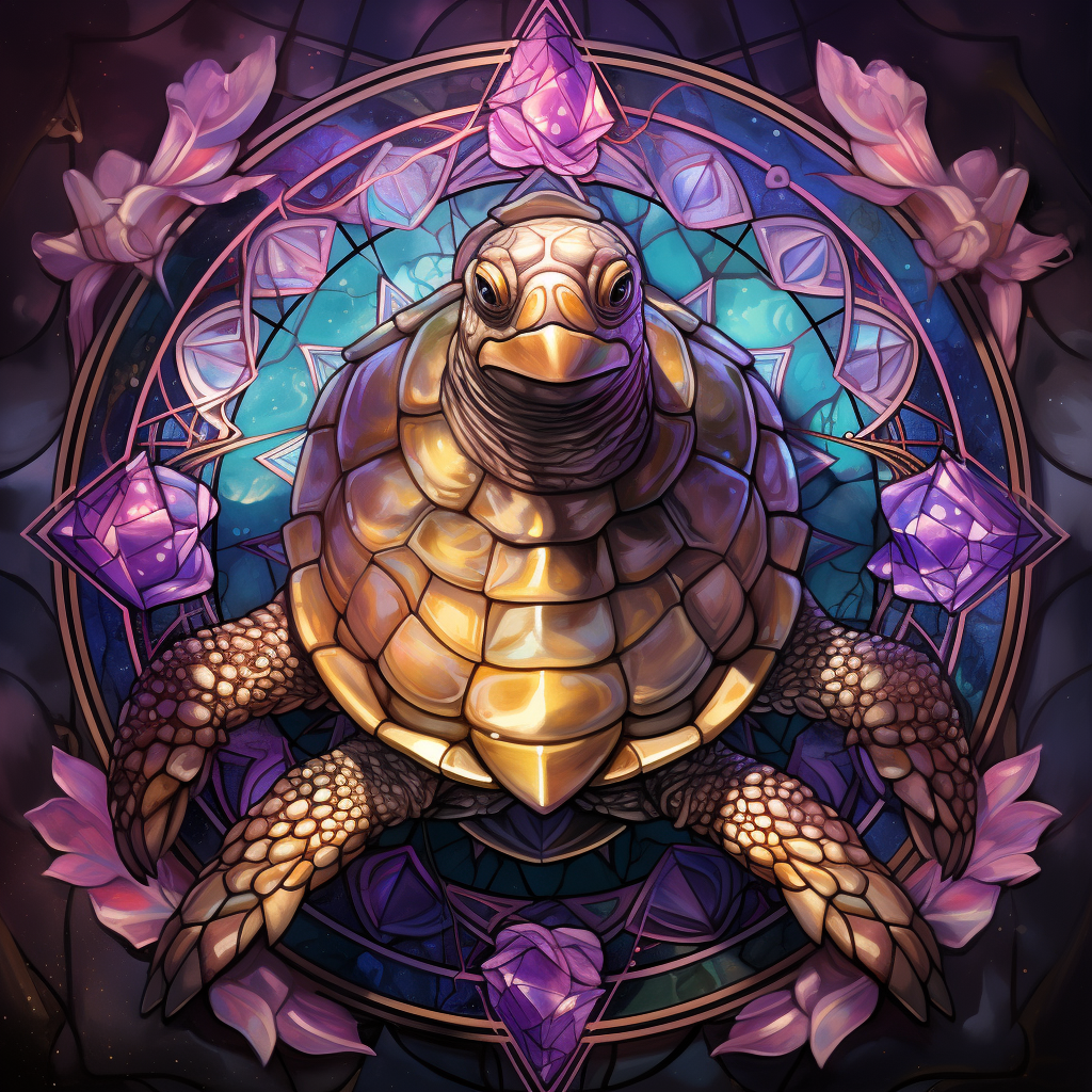 Dragon turtle scale with amethyst