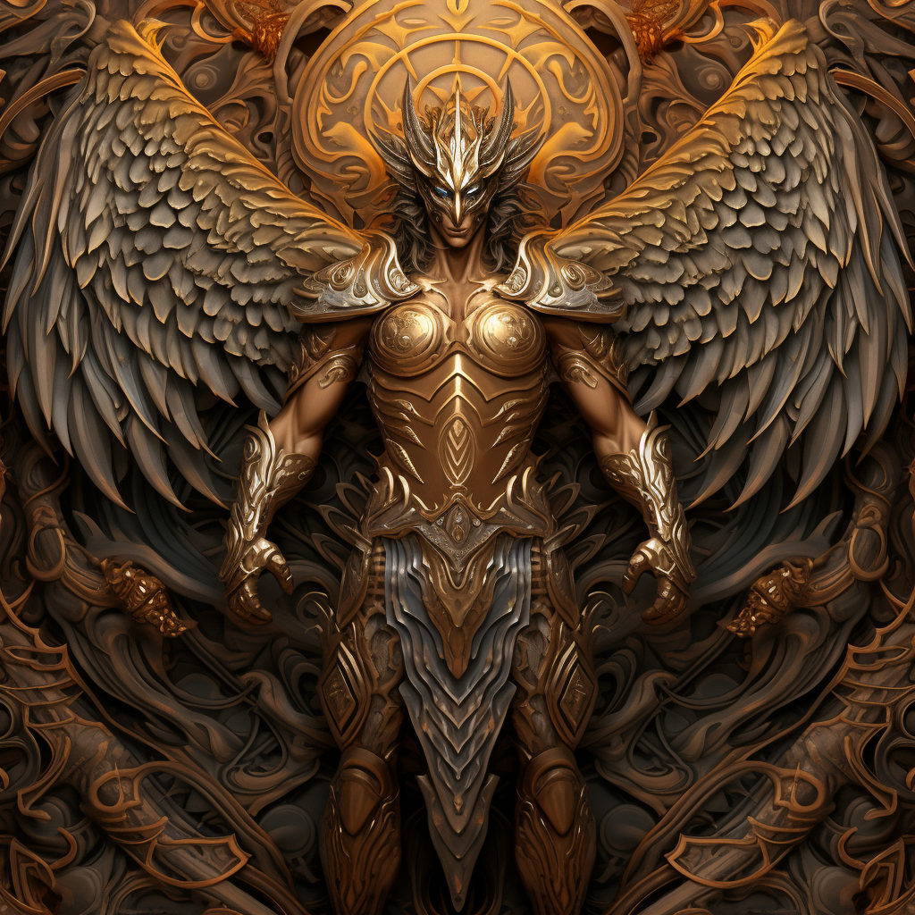 Muscular man with dragon wings