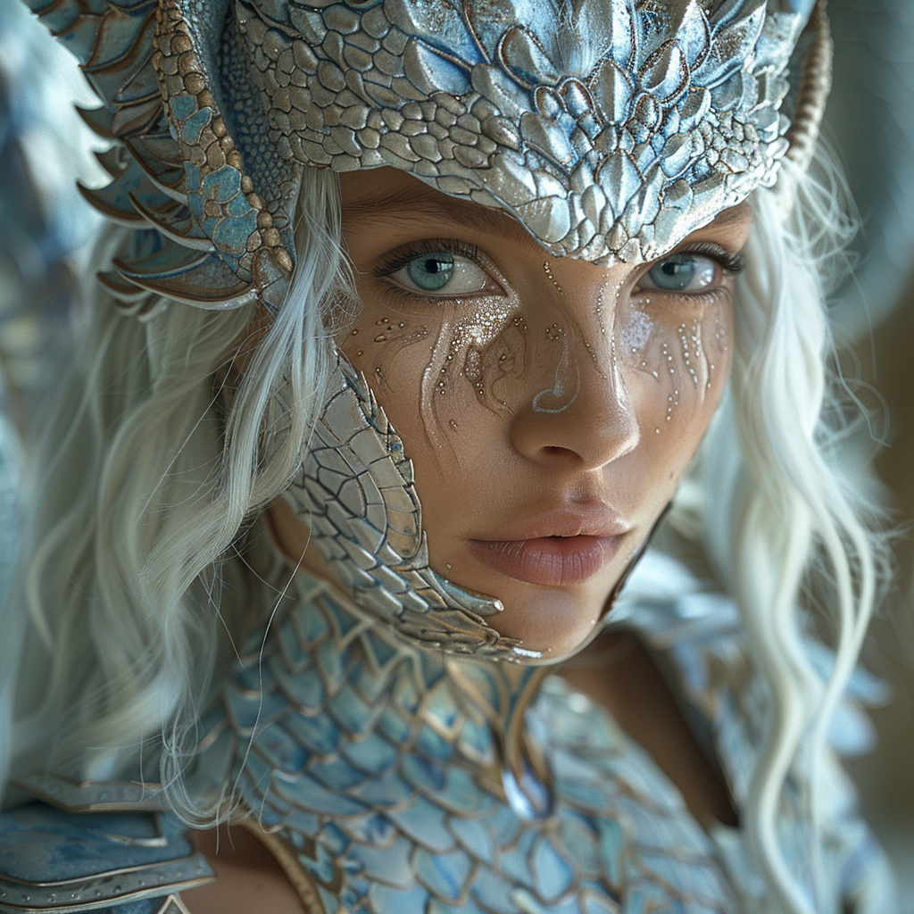 Beautiful woman in dragon armor