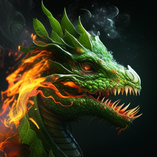 Majestic dragon with fiery green scales