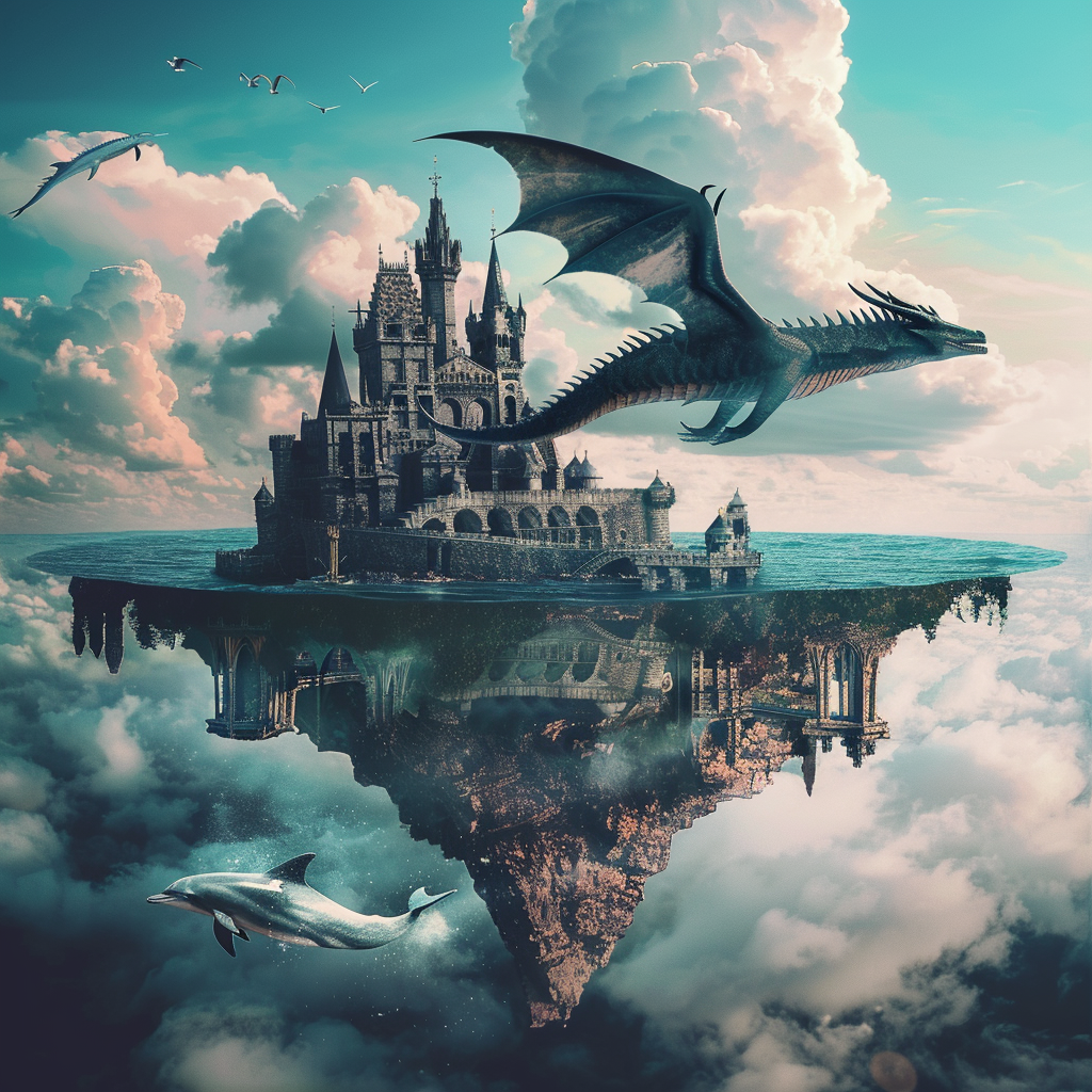 Dragon in Sapphire Skies Castles