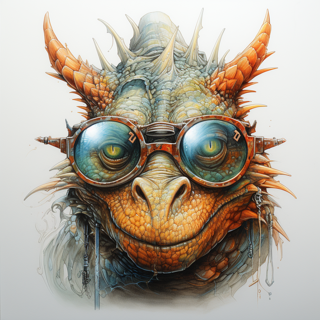 Dragon wearing stylish glasses