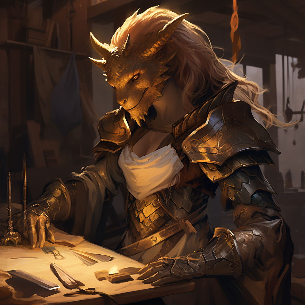 Dragonborn smith crafting a sword