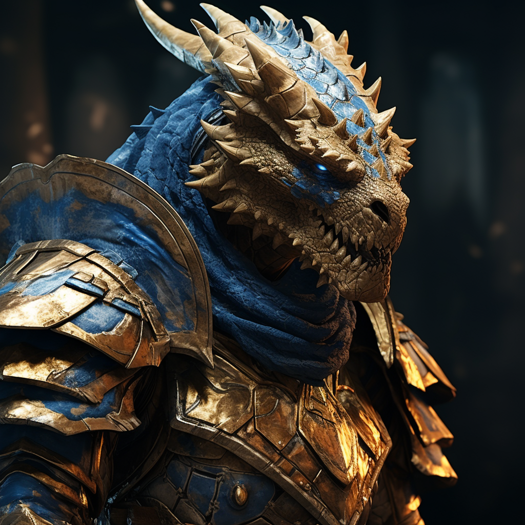 Powerful Dragonborn Warrior with Blue Eyes