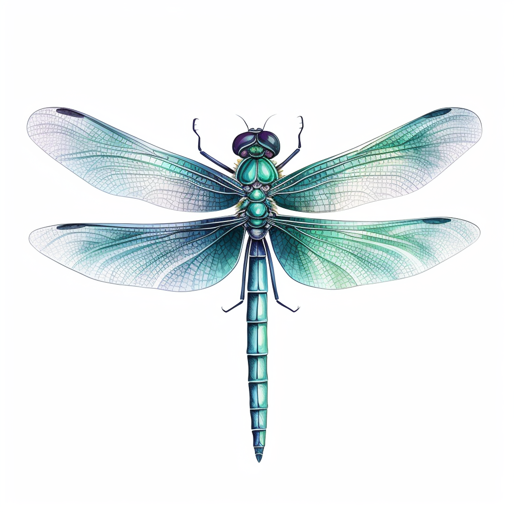 Dragonfly watercolor artwork on white background