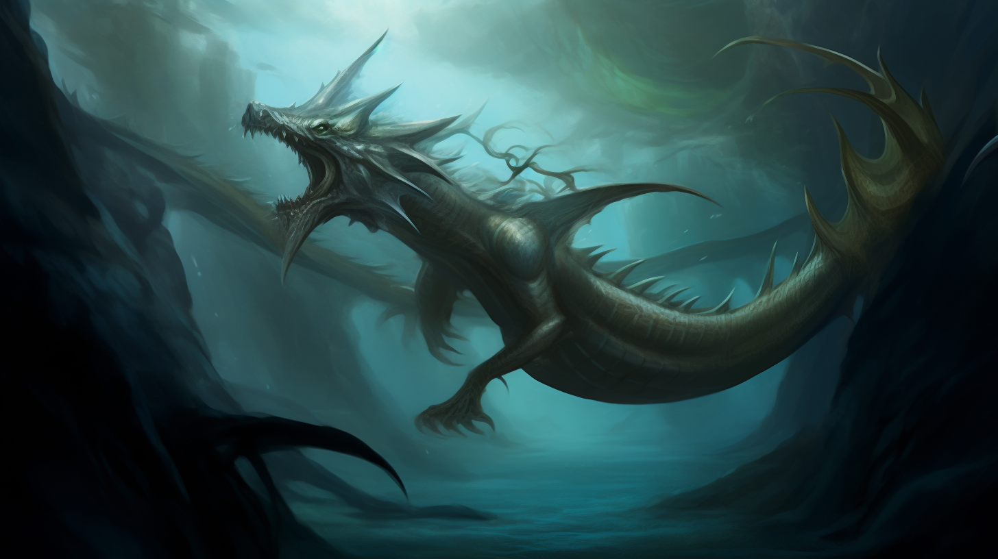 Beautiful dragons swimming in the deep