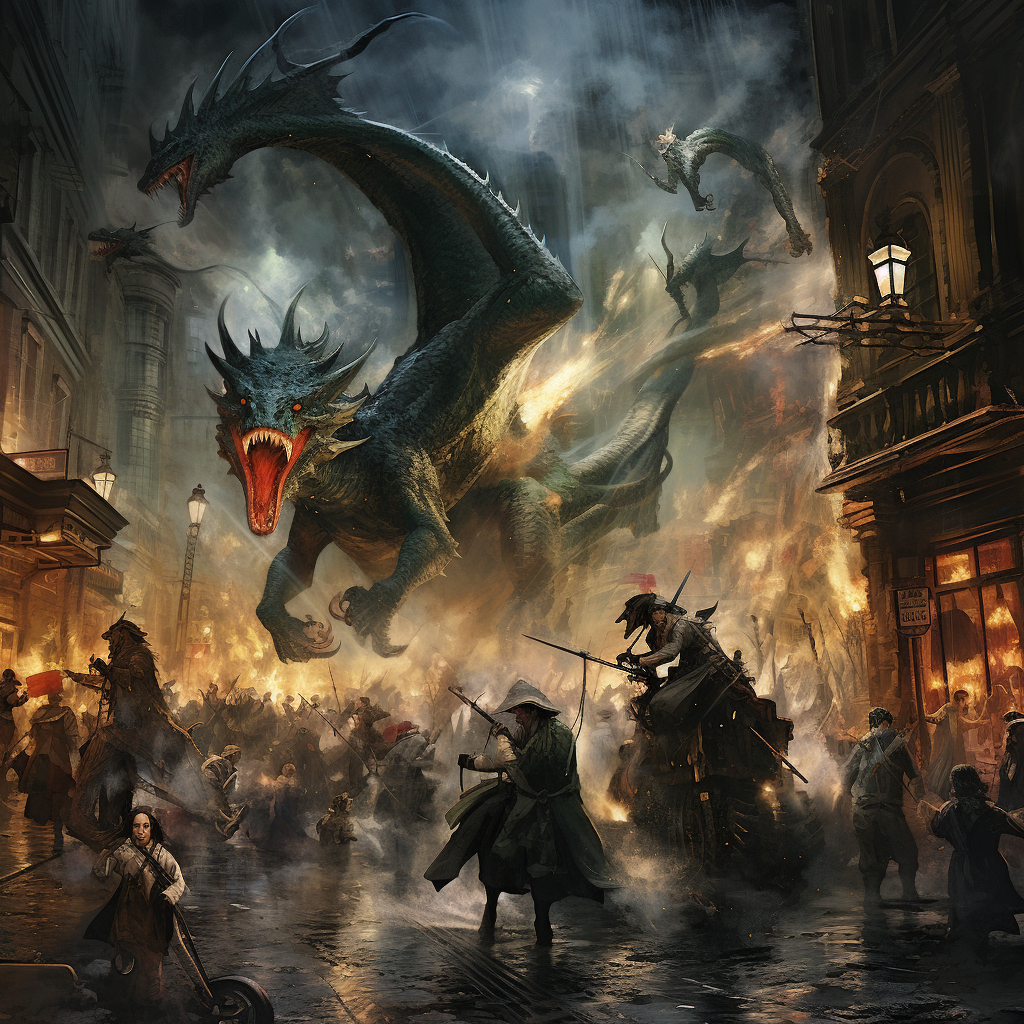 Dragons Swirling Streets New York Witches