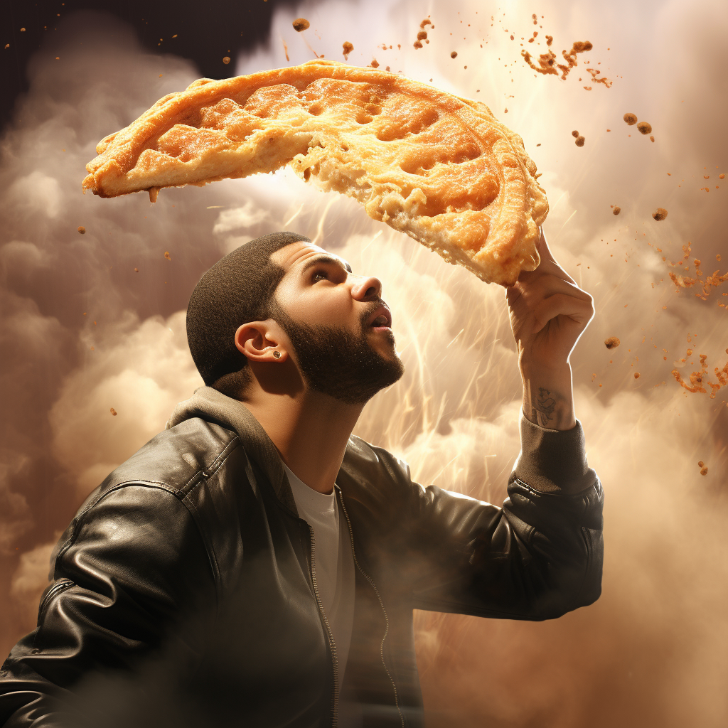 Drake enjoying the aroma of a smoking pie