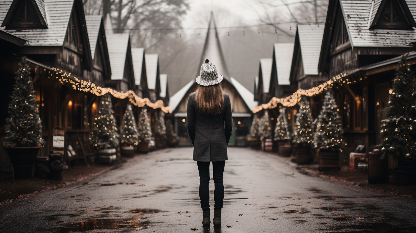 Meticulously Posed Quirky Adults in Christmas Village