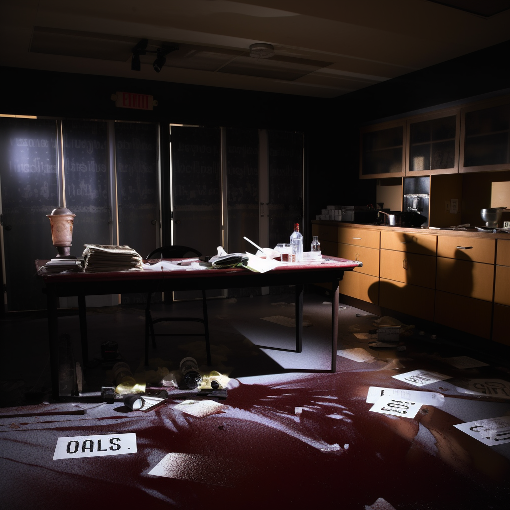 CSI crime scene with dramatic lighting