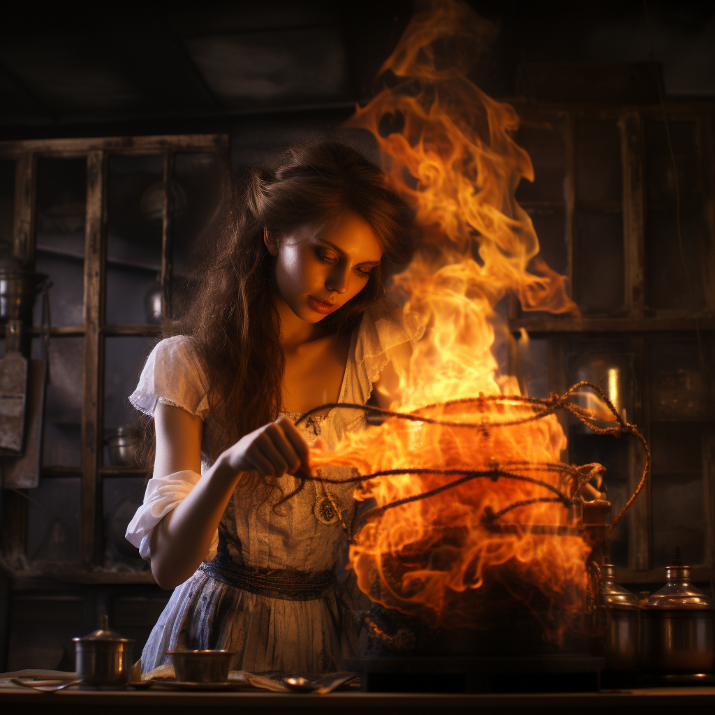 Image with dramatic lighting and fire