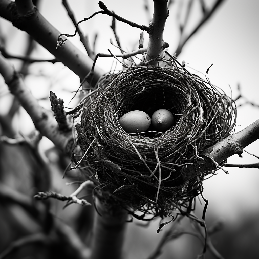 Birds Nest in Tree - Dramatic Scene