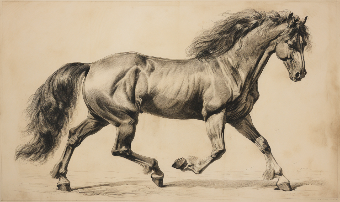 Detailed Drawing of a Draught Horse