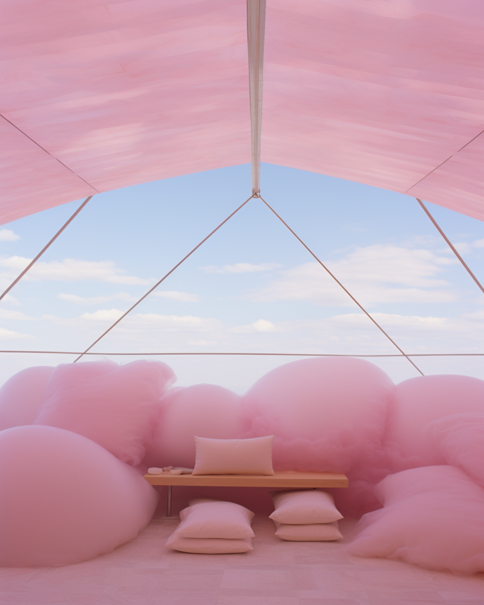 Pink plastic covered dream bedroom in Morocco