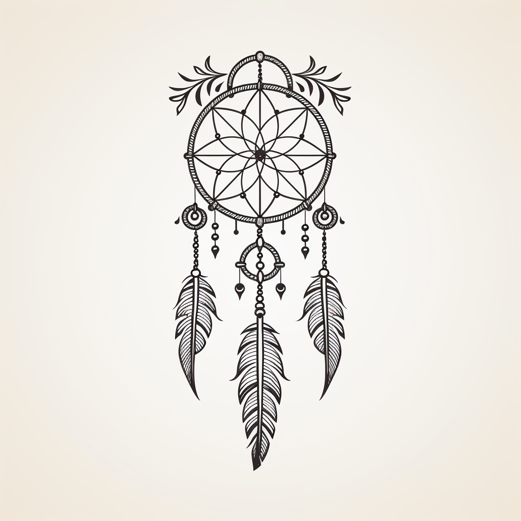 Spiritual dream catcher tattoo sketch