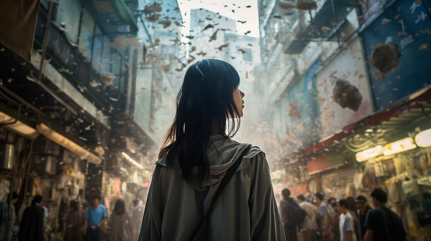 Hong Kong Dreaming Girl Walking Forward