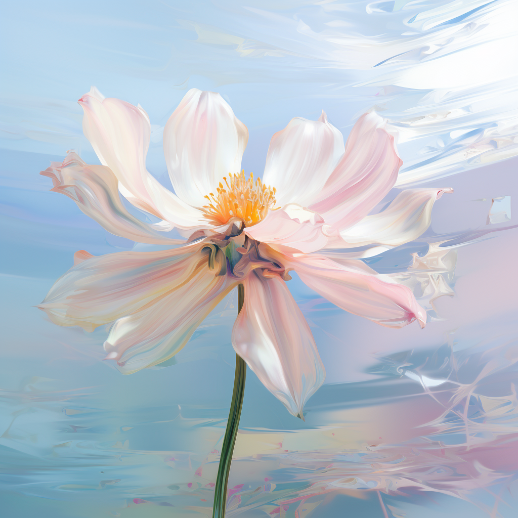 blooming flower oil painting soft hues