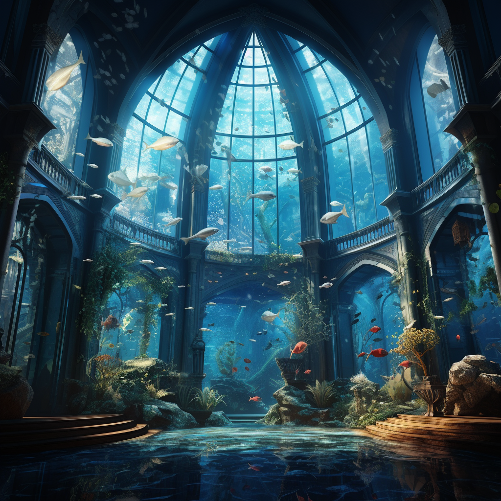 Colorful marine life in dreamy aquarium