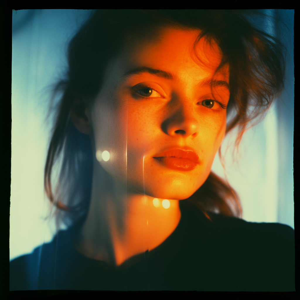 Close-up portrait of a young woman with dreamy lighting