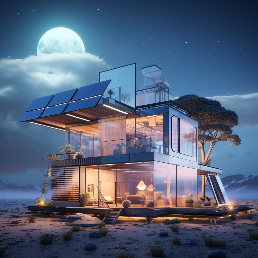 Solar energy house in dreamy techy look