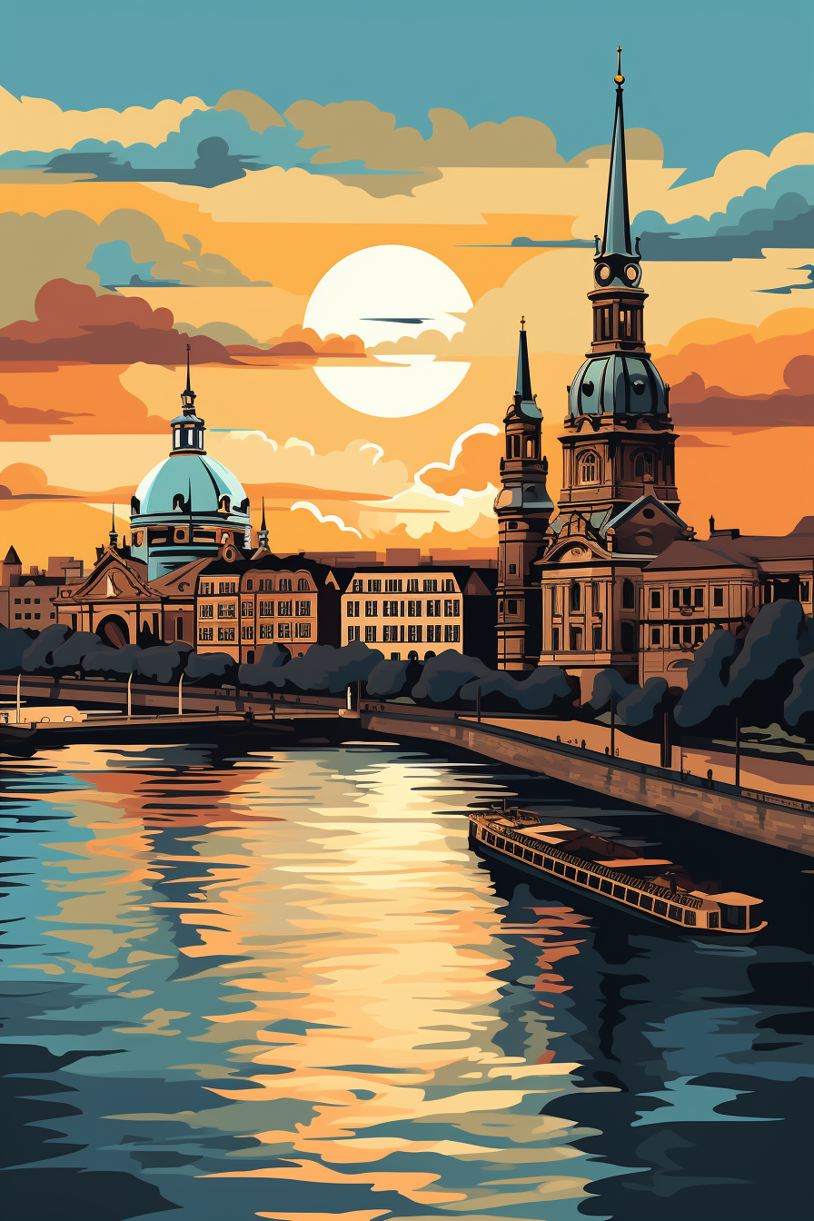 Dresden cityscape in vector art