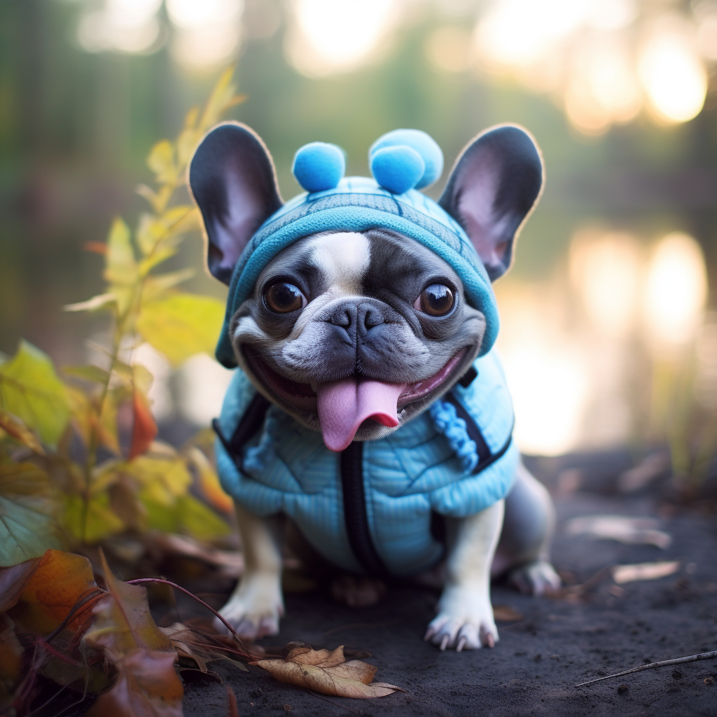 French Bulldog dressed as Stitch