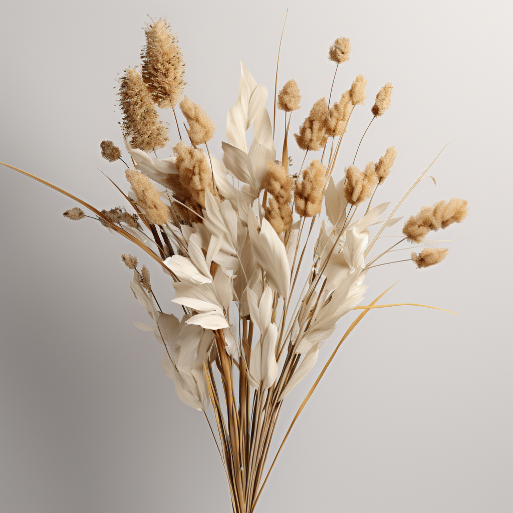 Dried Flowers on Gray Background