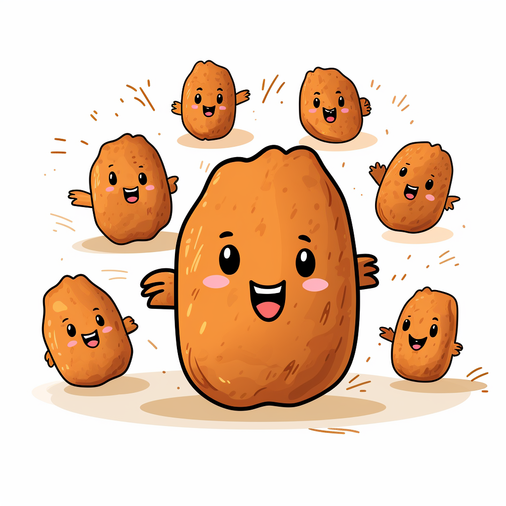 Cute hand-drawn dried sweet potatoes