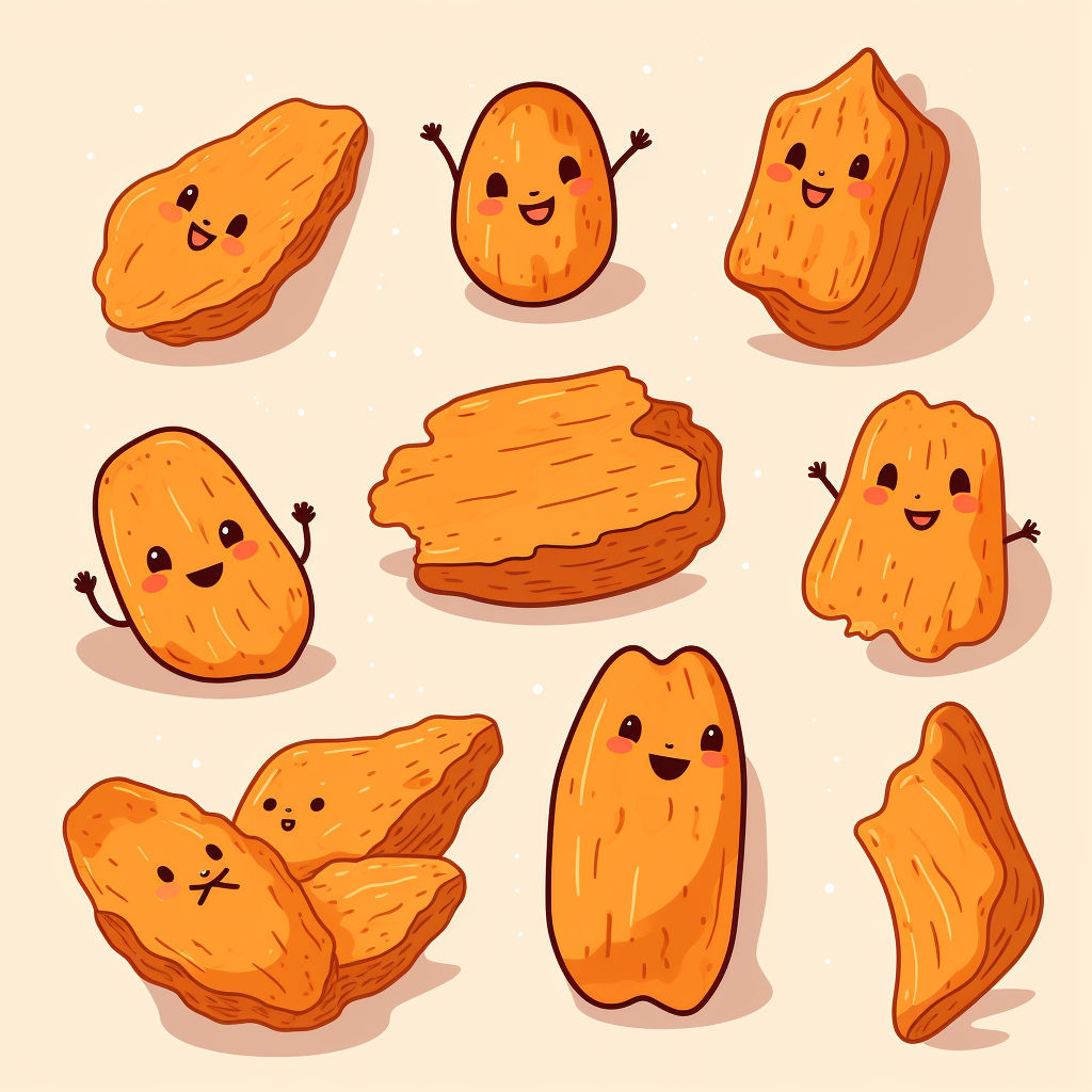 Cute hand-drawn dried sweet potatoes