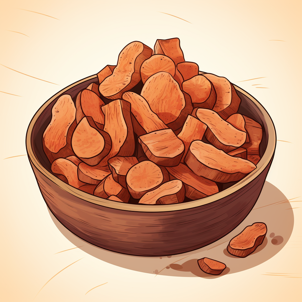 Hand-drawn cartoon of dried sweet potato