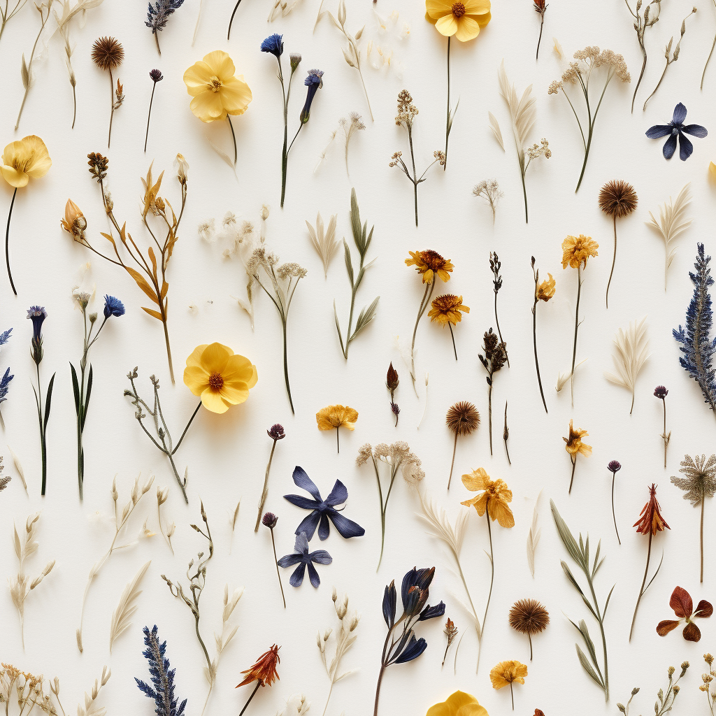 Photorealistic dried wildflowers on paper