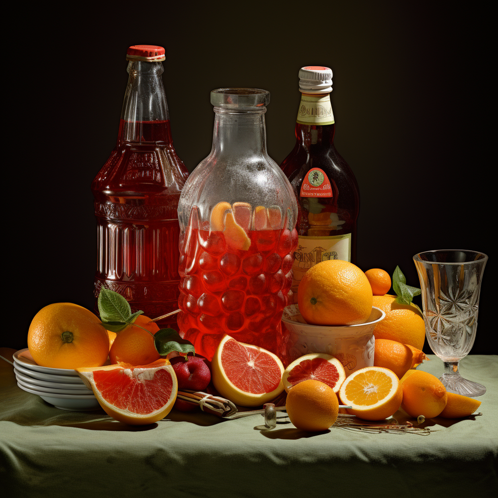 Various delicious drinks on table