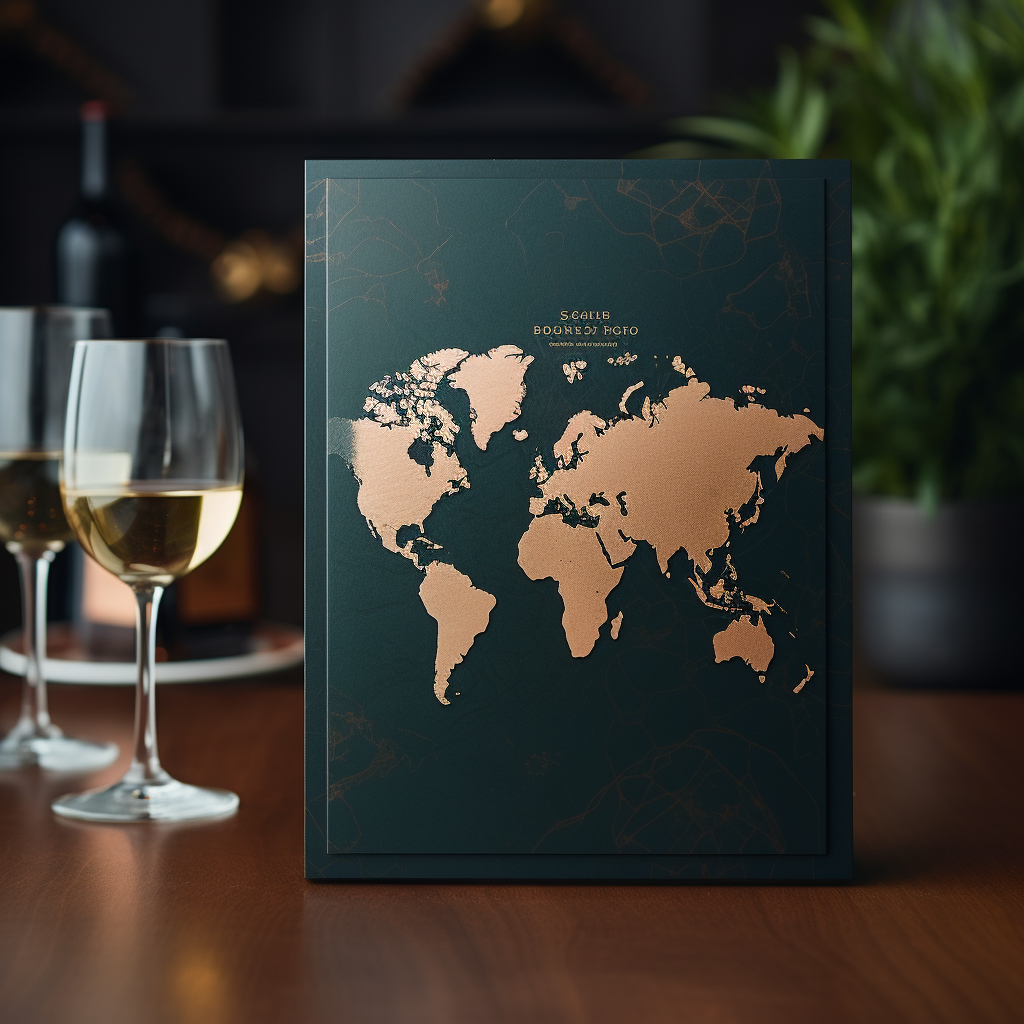 Stylish drinks menu cover with vintage map and crossroads