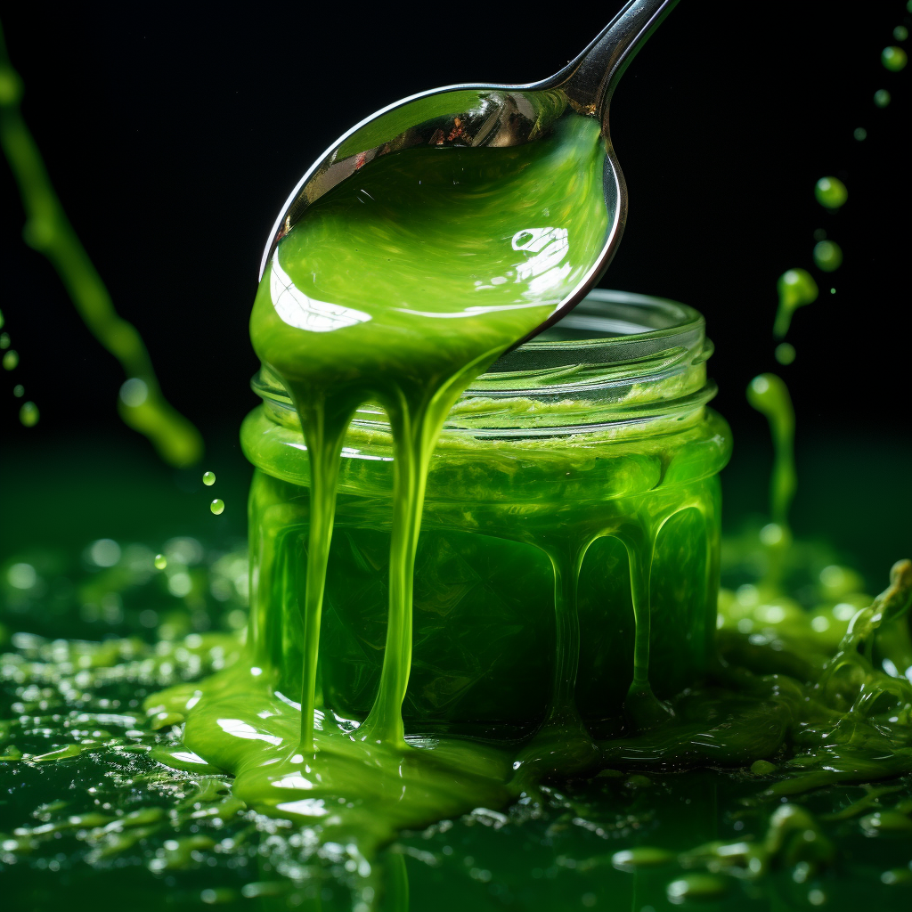 Green jam splash on white background