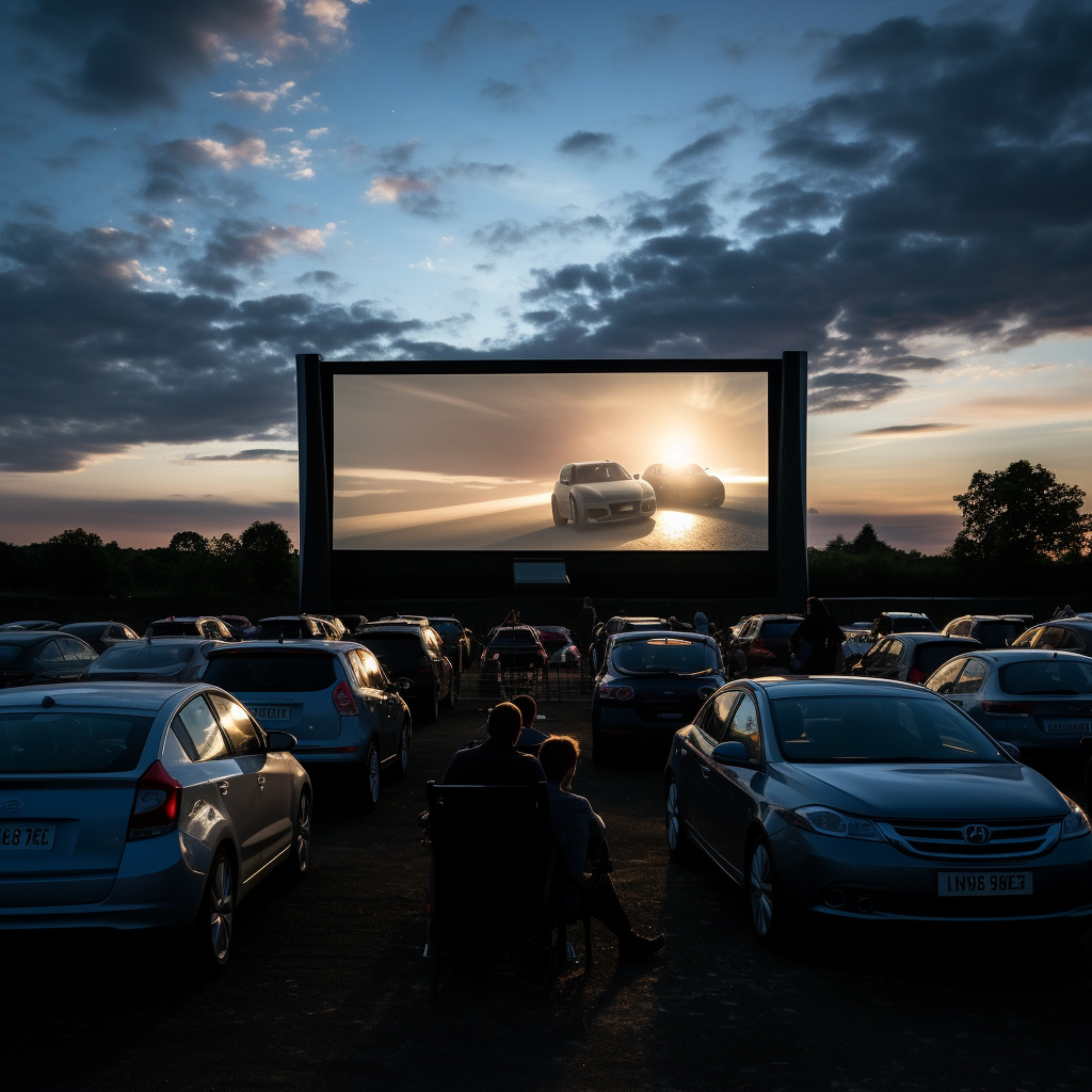 Sparking car aerial at drive-in cinema